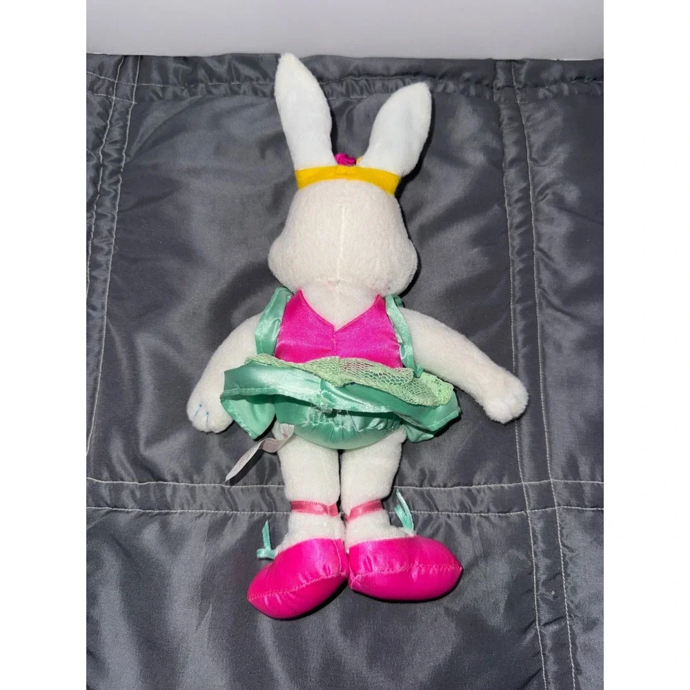 Vintage 1998 Lisa Frank Rose the Bunny Plush Ballerina Rabbit White Pink Green